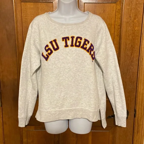 Pressbox LSU Tigers Comfy Light Gray Vintage Wash Sweatshirt Size Medium - Picture 1 of 12